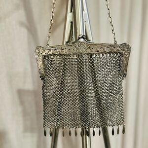 COPY - Vintage G- Silver Glamorous Silver Mesh Clutch with Tassel Accents